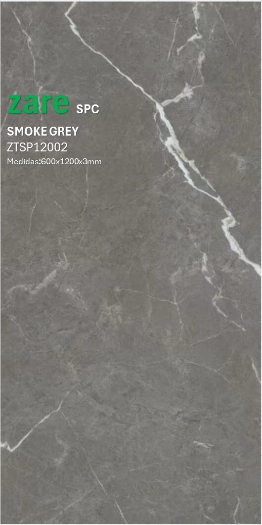 PLACA SIMIL MARMOL ZARE 60cm X 1,20m,  3mm, SPC,  SMOKE GREY *ZTSP12002*  *STOCK* MODELO 2027