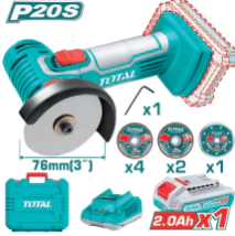 AMOLADORA  INALAMBRICA  MINI 76MM  20V  (CON BATERIA Y  CARGADOR ) TOTAL TAGLI76012-4