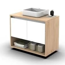 VANITORY DIELFE,  80CM,  COLGAR,  ROBLE/BLANCO MELA 2 PUERTAS *SIN BACHA*