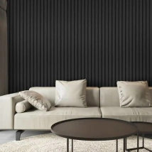 PLACA WALL PANEL 2,90MT X 16 CM NEGRO ( PVC Y FIBRA DE MADERA )