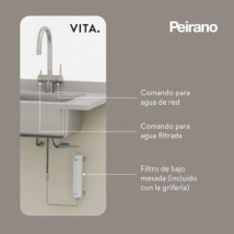 MONOCOMANDO MESADA, PEIRANO, VITA 22175N NEGRO BLACK C/PURIFICADOR Y DOBLE LEVA