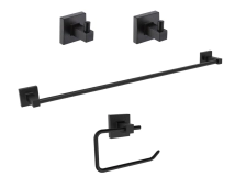 KIT ACCESORIOS PARA BA&Ntilde;O 4PZAS PEIRANO BLACK LINEA 22000 NEGRO 22004N