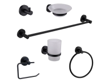 KIT ACCESORIOS PARA BA&Ntilde;O PEIRANO BLACK LINEA 12000 6PZAS NEGRO 12006N