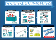 COMBO TOTAL MUNDIALISTA ( BOLSO+2 BATERIA C/CARG +TALADRO PERCU+KIT 3 PINZAS+LLAVE COMBINADA 6 A 21