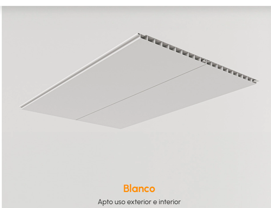 CIELORASO PVC BLANCO 8 mm x 5mt x 25cm CAJA CERRADA (TRAE 10 TABLA CUBRE 12,5 M2 )