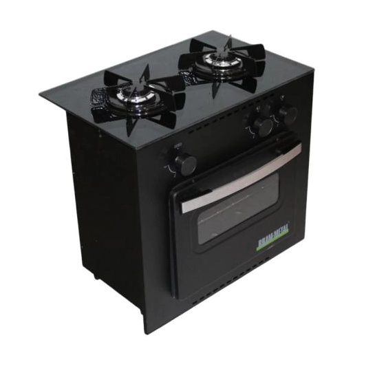 COCINA BRAM-METAL 2 HORNALLAS Y HORNO DELUXE VITRO NEGRO