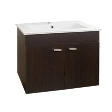 VANITORY AMUBE (NIZA) 62 DE COLGAR,WENGUE,  2 PUERTAS, CON BACHA DE LOZA(1 AGUJERO)