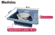 PILETA LAVADERo PVC GRANDE GRIS AGUACLARA 35L50X60