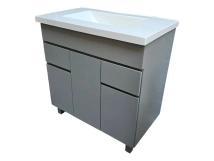 VANITORY LAQUEADO 80 NOVA PIE MARAL M802 3p,2caj  GRIS S/manija corte a 45&deg;RECTO