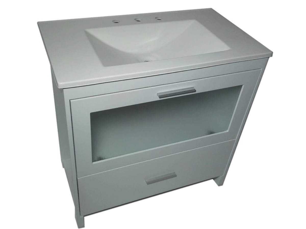 VANITORY LAQUEADO80 NOVA MARAL BL 1P.REBATIBL.NEUMAT+ 1CAJON (guarda aluminio)