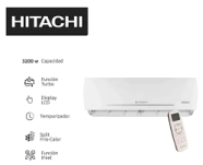 AIRE ACONDICIONADO 3200W HITACHI INVERTER NEOPLUS  FR/Calor HSPE3200FCINV-F-SK