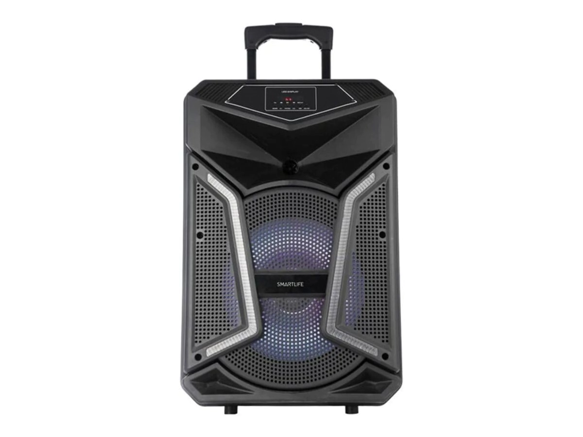 PARLANTE SMARTLIFE 12�� 1 VIA 30W SLPB112030 bluet+fm+led+bateria+microf+ control remoto 35x54cm