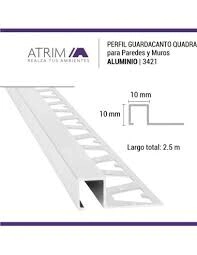 PERFIL ALUMINIO BRILLANTE CROMADO GUARDA QUADRA COD:3421 10 X 10 MM X 2,5MT