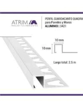 PERFIL ALUMINIO BRILLANTE CROMADO GUARDA QUADRA COD:3421 10 X 10 MM X 2,5MT
