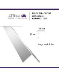 PERFIL ALUMI BRILLANTE CROMADO TAPACANTO COD:1911  16 X 16MM  2,5MT