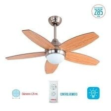 VENTILADOR TECHO LILIANA VTHM315R 5aspas madera+5vel+LUZ/MADER+1,20+80W+LUD LED