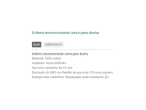 MONOCOMANDO  DUCHA  EXTERIOR  GLOA  LUJO AMUR T/MORA GMBA0400201