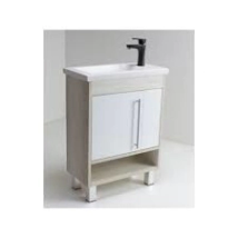 VANITORY GULLA COTE PIE MELA TOSTADO  2P manijon +1 Estante c/bacha 1a 61x32