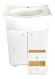 VANITORY LAQUEADO 50CM  2 PUERTA.2 CAJONES NOVA PRACT BLANCO VIDRIO CORREDIZA BORDE INF.sin bacha