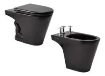COMBO 2 PIEZAS FERRUM,  MARINA NEGRO, ( INODORO CORTO+ BIDET 3A + TABLA MDF) *15%