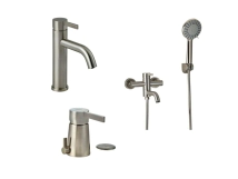 MONOCOMANDO  BA&Ntilde;O PEIRANO STEEL ACERO (duch ext+lav bajo + bid) 70205+60205+83205