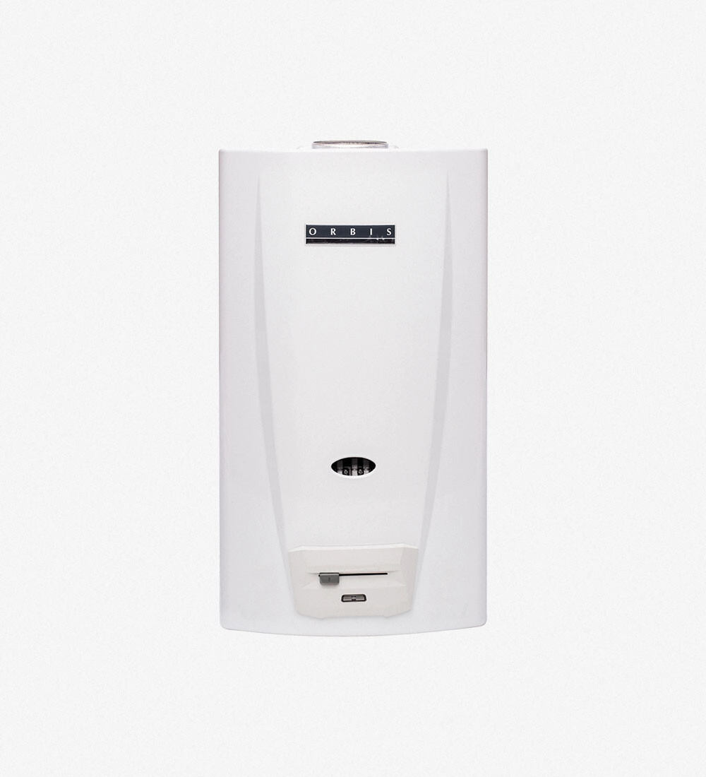 CALEFON ORBIS 14 LITRO, GAS EMBASADO 315KJOE AUTOMATICO, CORREDERA