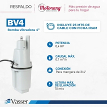 BOMBA SUMERGIBLE VIBRADORA  25MT CABLE+ ALTURA APROX 70 MT VASSER PARA RIO   HVA1V001M30