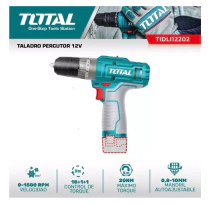 TALADRO INALAMBRICO PERCUTOR 12 V TOTAL TIDLI12202 (MALETIN Y 2 BATERIAS CARGA TIPO C)