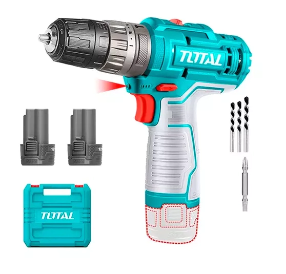 TALADRO INALAMBRICO PERCUTOR 12 V TOTAL TIDLI12202 (MALETIN Y 2 BATERIAS CARGA TIPO C)