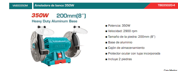 AMOLADORA DE BANCO 350W TOTAL TBG15015-4