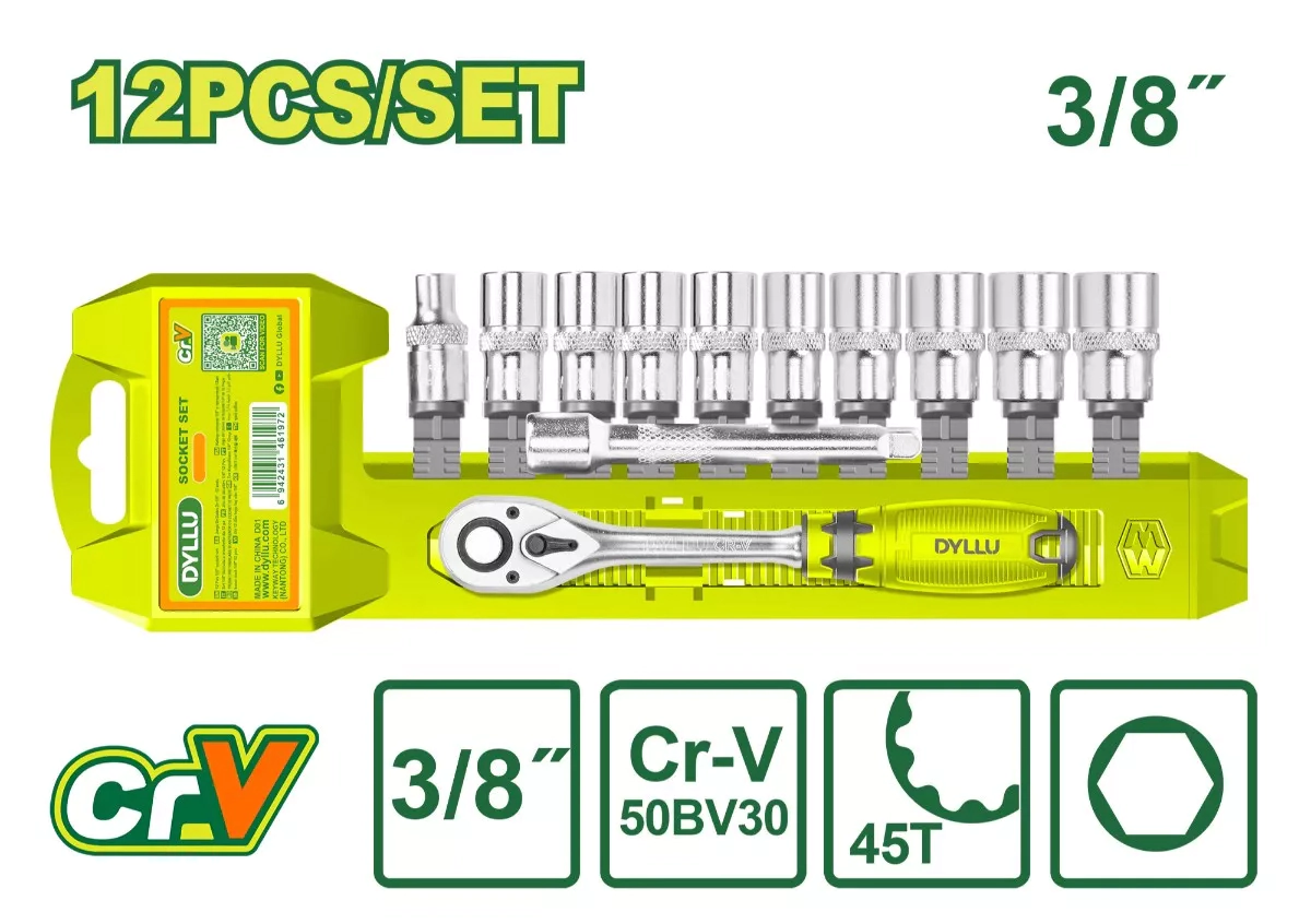 SET DE TUBOS 3/8 12 Pcs DYLLU DTST3212