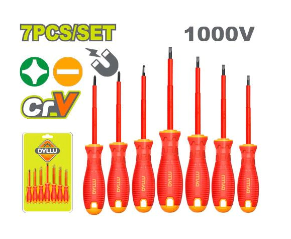 DESTORNILLADOR KIT DE 7 ud AISLADO DYLLU DTSS7407 PARA ELECTRICIDAD