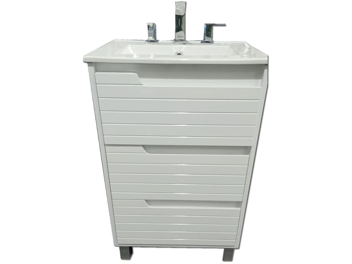 VANITORY LAQUEADO.80 NOVA RAYAS PIE BLANCO 3 CAJONES TELESCOPICAS M813BL