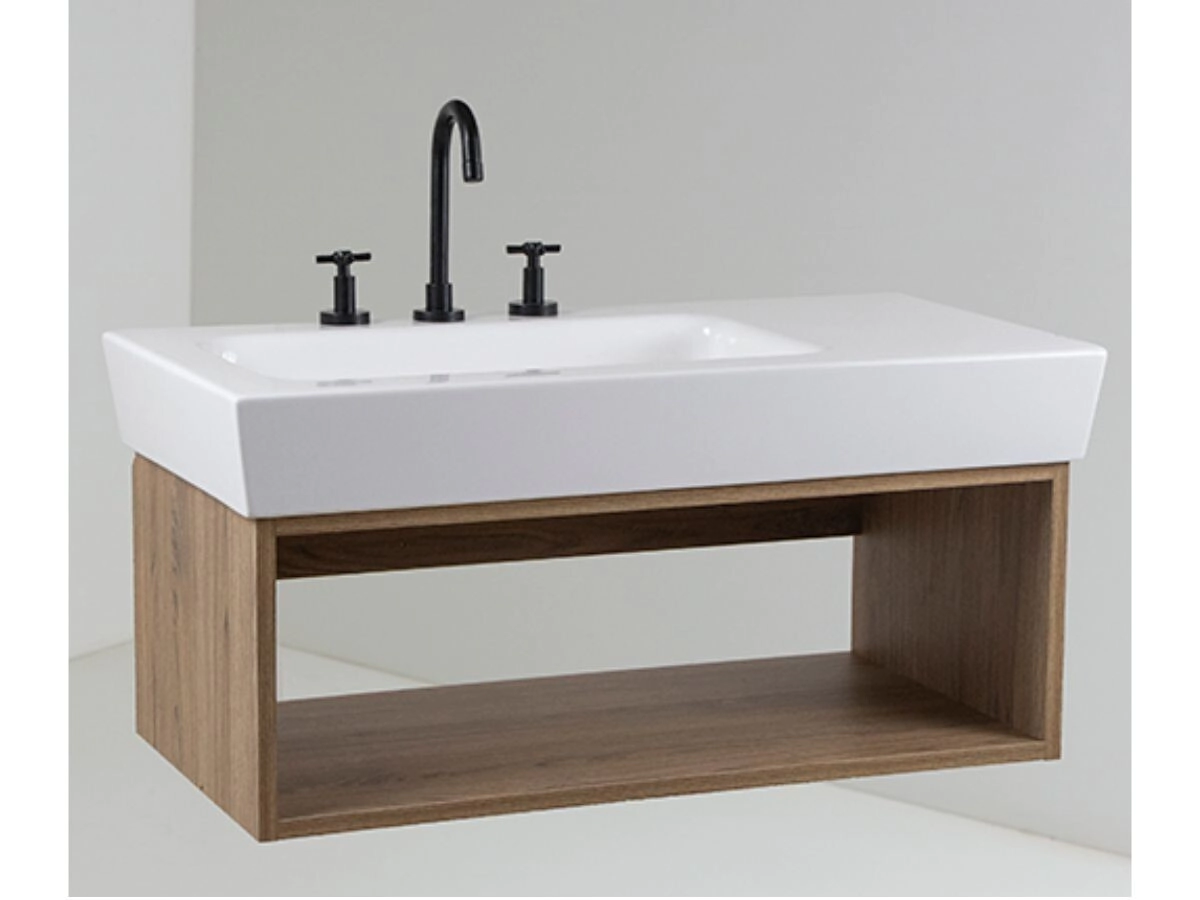 VANITTORY GULLIART COLGAR  PLAYA a300 MARRON ABIERTO 1A 85X44cm  bacha desplazada