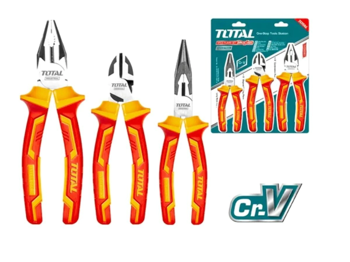 PINZAS KIT 3 pcs 8"y6" 6" TOTAL ALTA TENCION -ROJA-NARANJA