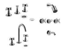 COMBO GRIFERIA  FV PETALO CROMO BA&Ntilde;O COMPLETO (Ducha+Lavatorio+Bidet)