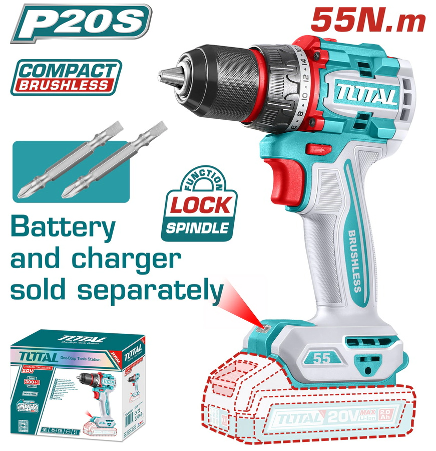 TALADRO INALAMBRICO 20 V SIN BATERIA  TOTAL INDUSTRIAL TDLI205581