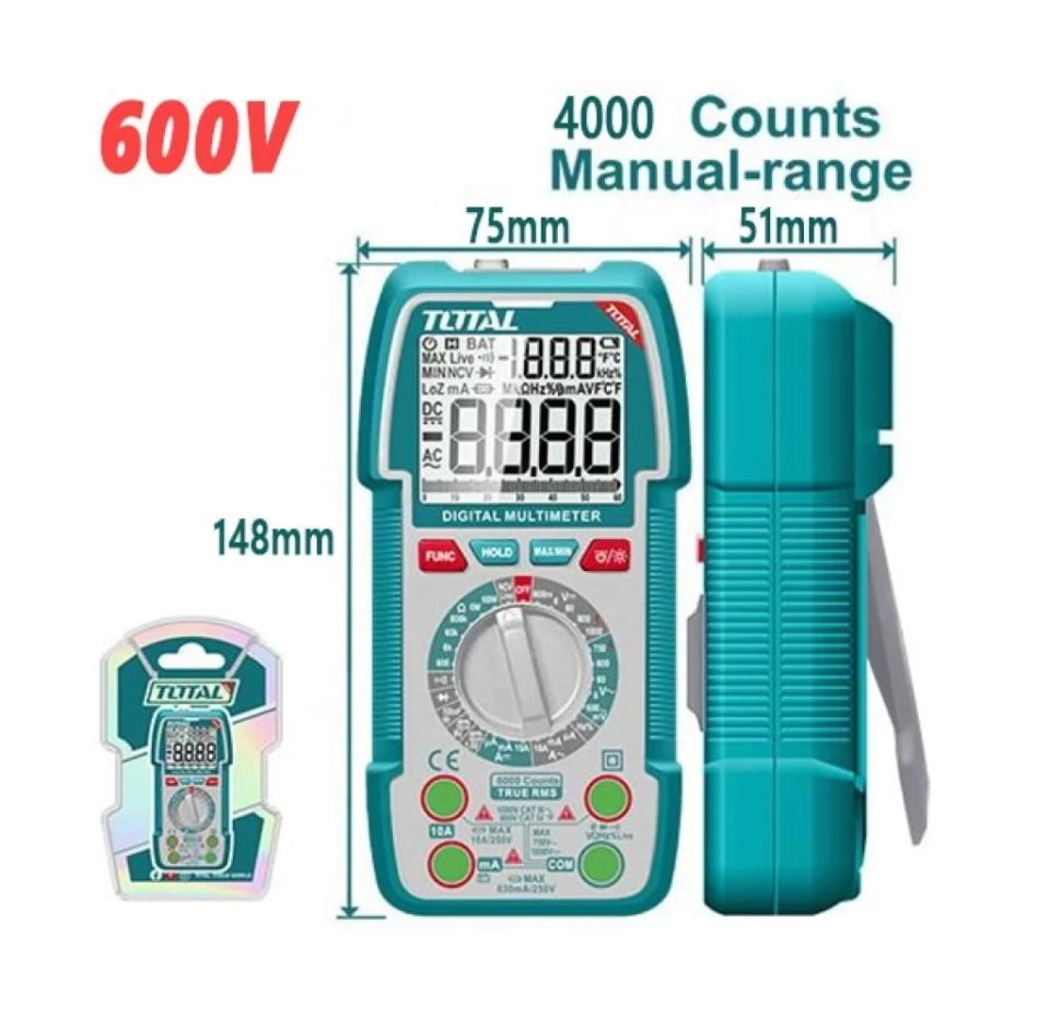 TESTER MULTIMETRO DIGITAL 600 V TOTAL TMT536002