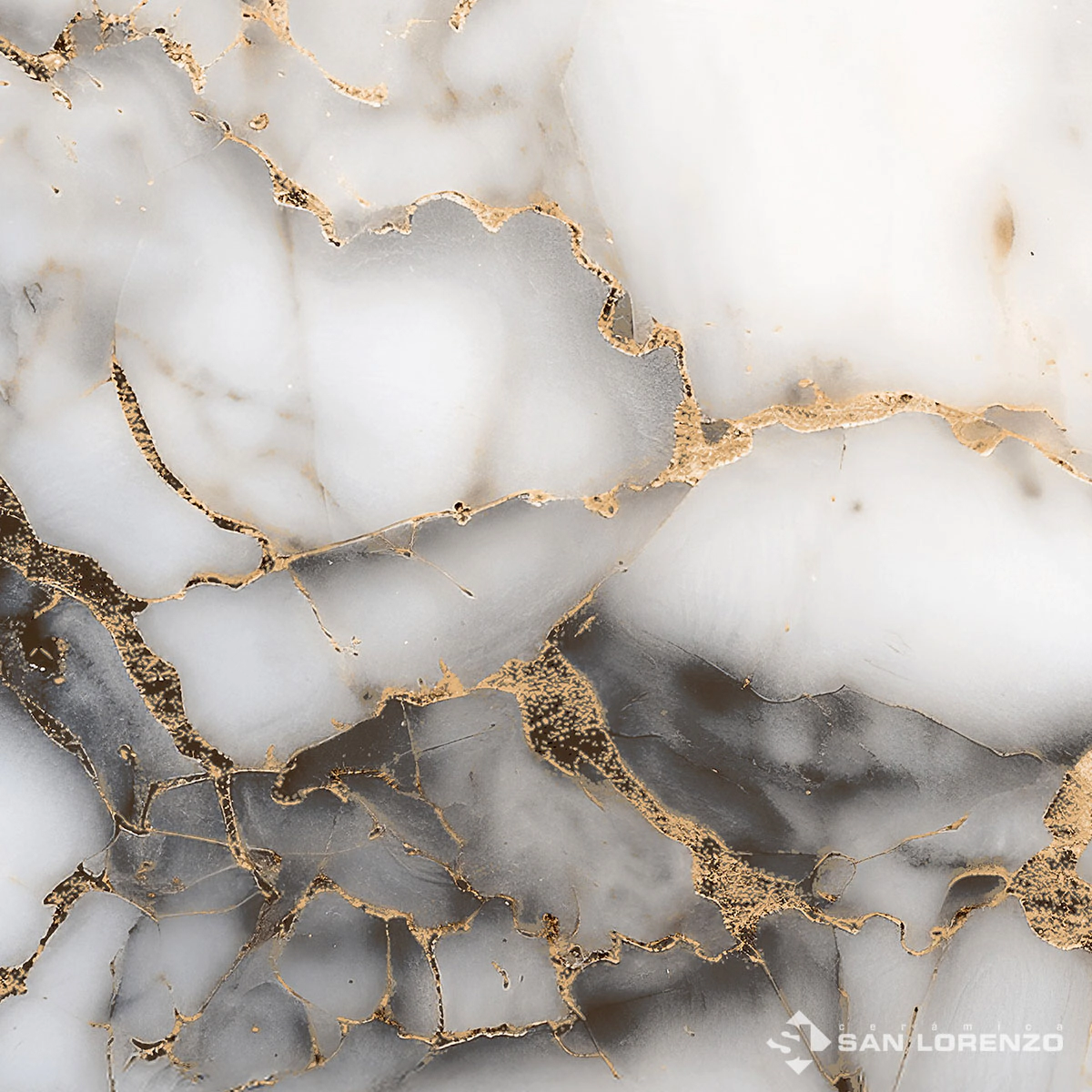 CERAMICA SAN LORENZO 45,3X45,3 FALCOM GOLD MARMOL BRILLANTE 2,255MTR2XCAJA SIMIL MARMOLEADO VETEADO