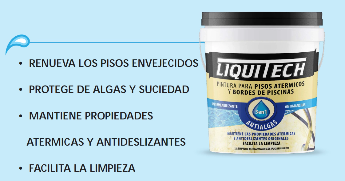 PINTURA 10 LT PARA PISOS Y BORDES ATERMICOS DE PISCINAS **ARENA** LIQUITECH  7%