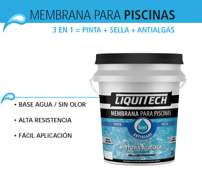PINTURA 4LT PARA PISCINAS BASE ACUOSA **AZUL CARIBE** LIQUITECH *7%