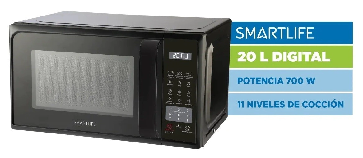 HORNO MICRO SMARTLIFE NEGRO 20L DIGITAL SL-MWO20MDB