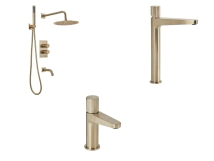 COMBO MONOC BA&Ntilde;O COMPLETO PEI FABRIC GOLD ORO LAV BAJO+BID+DUCH EMB