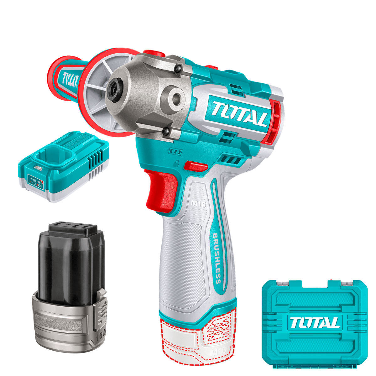 PULIDORA 16 V 76MM TOTAL INDUSTRIAL TAPLI1676-4 (MALETIN Y CARGADOR)