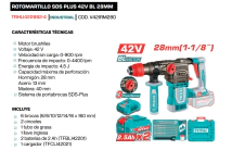 ROTOMARTILLO SDS PLUS INALAMBRICO 42 V 28MM TRHLI422882-4  (CON 2 BATERIA Y CARGADOR)