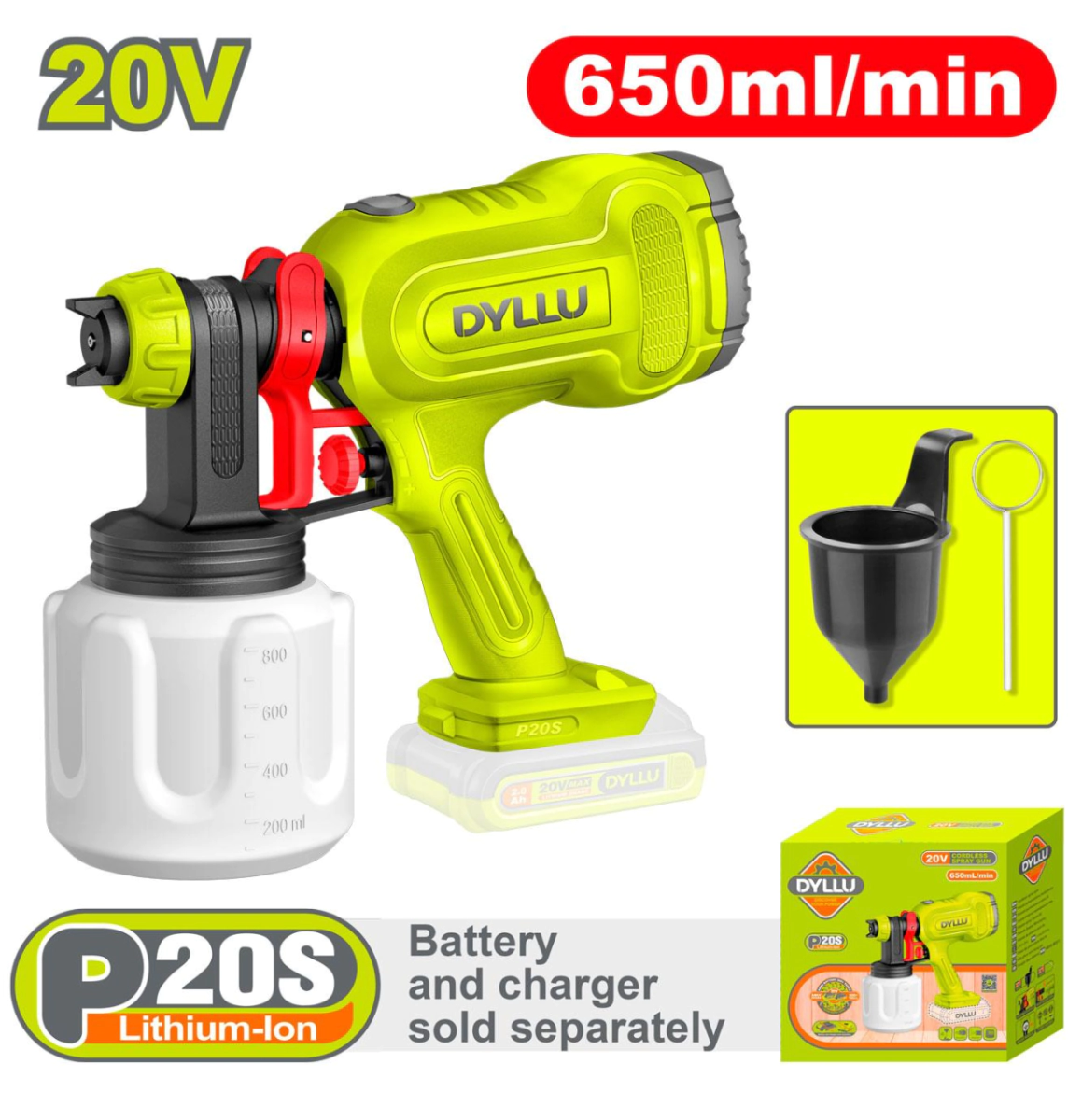 PISTOLA MAQUINA PARA PINTAR 20 V DYLLU DTSU3066  (SIN  CARGADOR YSIN  BATERIA)