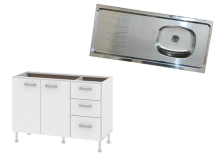 BAJO 120 BLanco+MESADa INOX DIELFE LINEA ECO **COMBO