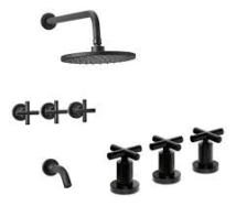 COMBO GRIFERIA BA&Ntilde;O PEIRANO NEGRA BLACK VELVET (ducha emb+lav mesa+bid)